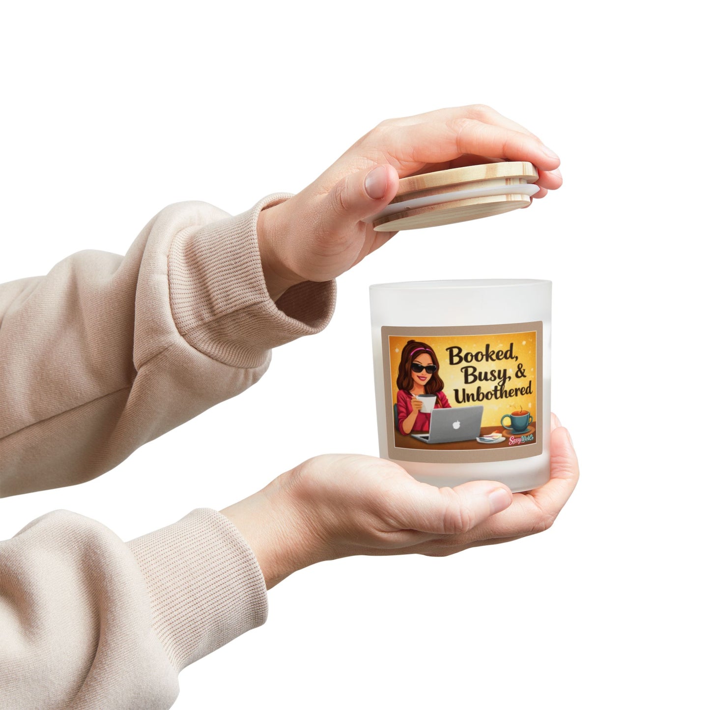 Booked, Busy, & Unbothered - 11oz Frosted Glass Candle (11oz)