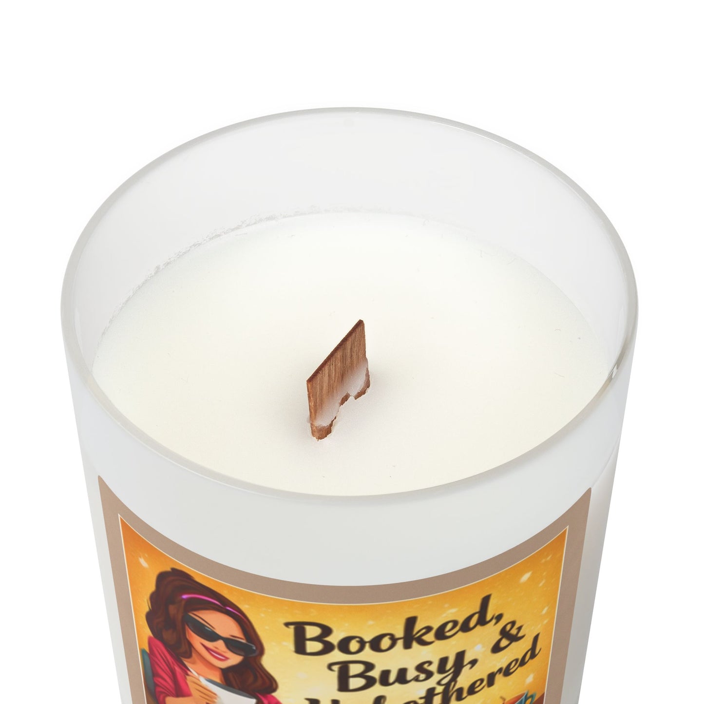 Booked, Busy, & Unbothered - 11oz Frosted Glass Candle (11oz)