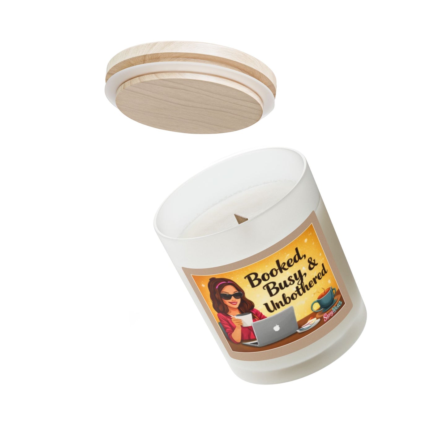 Booked, Busy, & Unbothered - 11oz Frosted Glass Candle (11oz)