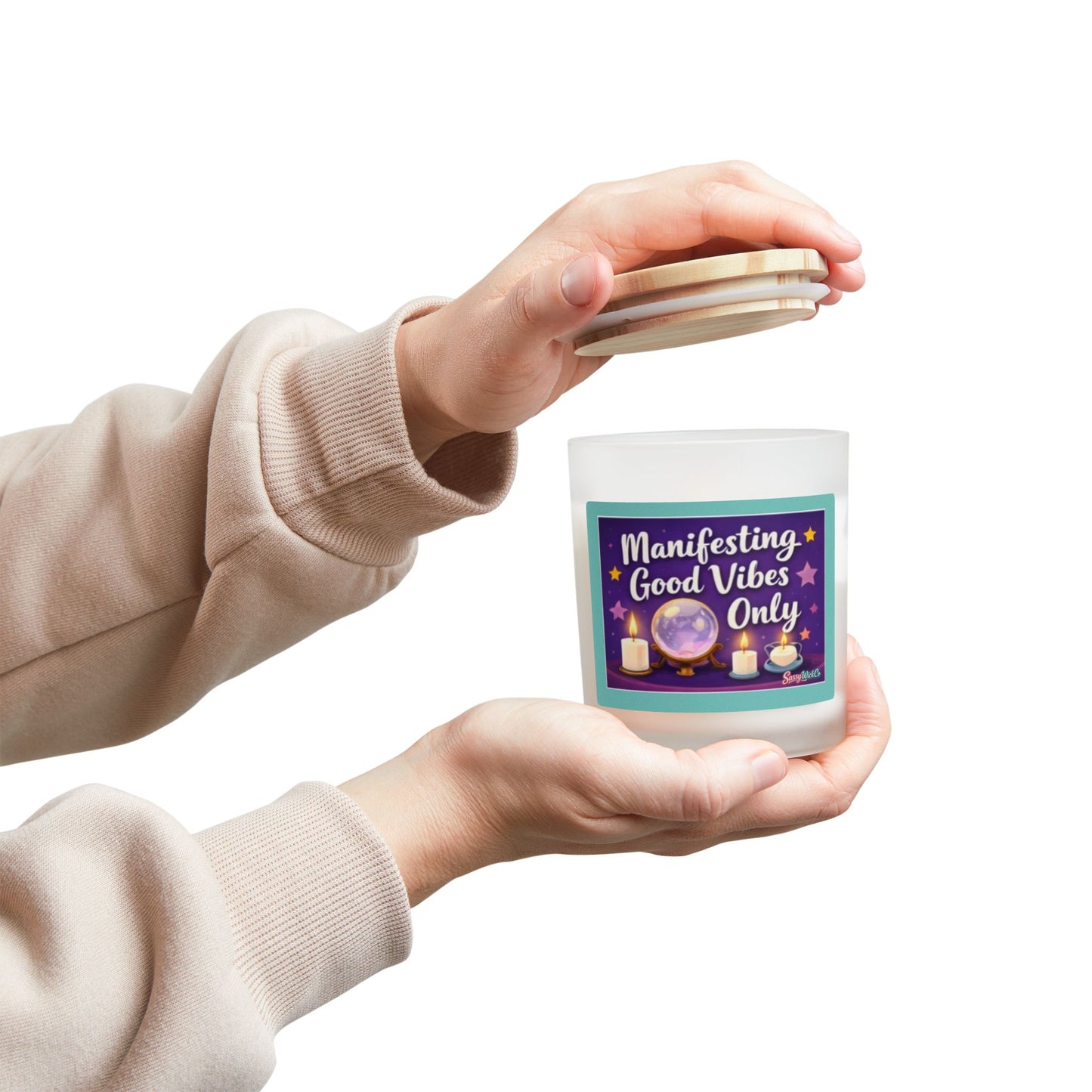 Manifesting Good Vibes Only Candle – 11oz Frosted Glass Aromatherapy Candle