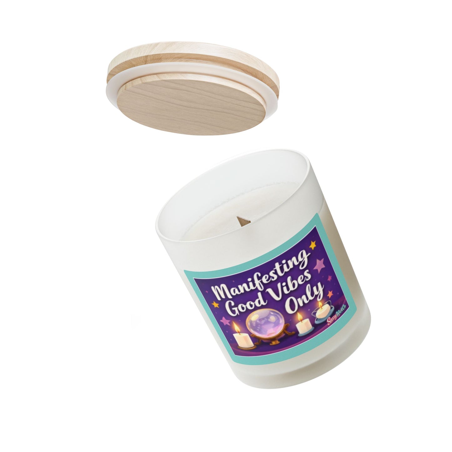 Manifesting Good Vibes Only Candle – 11oz Frosted Glass Aromatherapy Candle