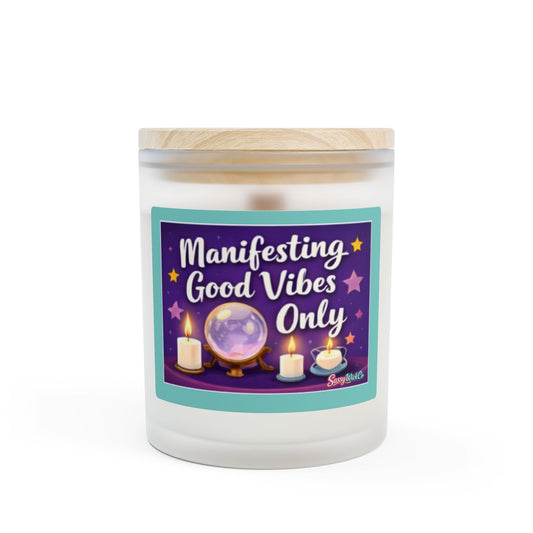 Manifesting Good Vibes Only Candle – 11oz Frosted Glass Aromatherapy Candle