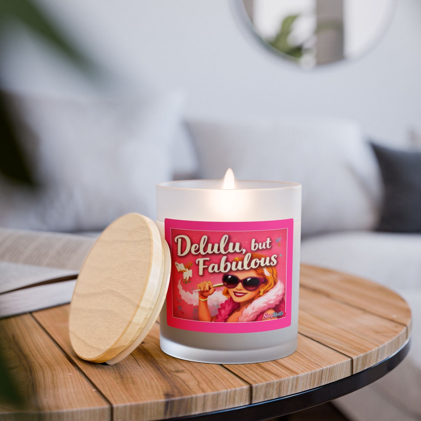 Delulu, but Fabulous - 11oz Frosted Glass Scented Candle